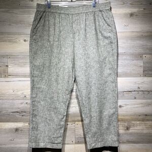Sonoma Linen Blend Pants Women’s XL Pull On Tapered Crop Green Coastal Casual